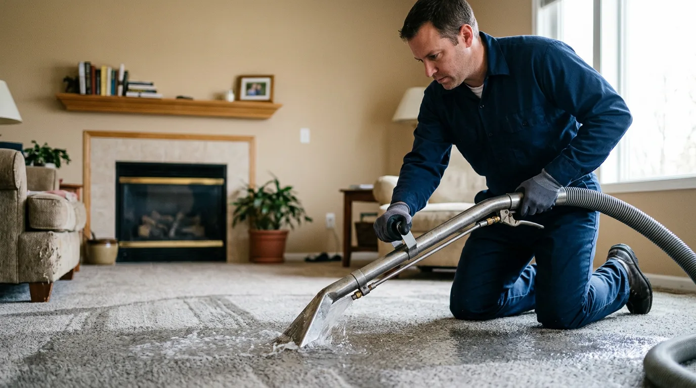 Water damage restoration technician working near Mona, UT